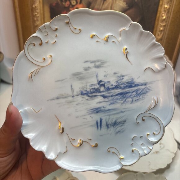 6 Hand Painted Plates Wetland Scenes Vtg J.P. Limoges France 6”W - Picture 6 of 16